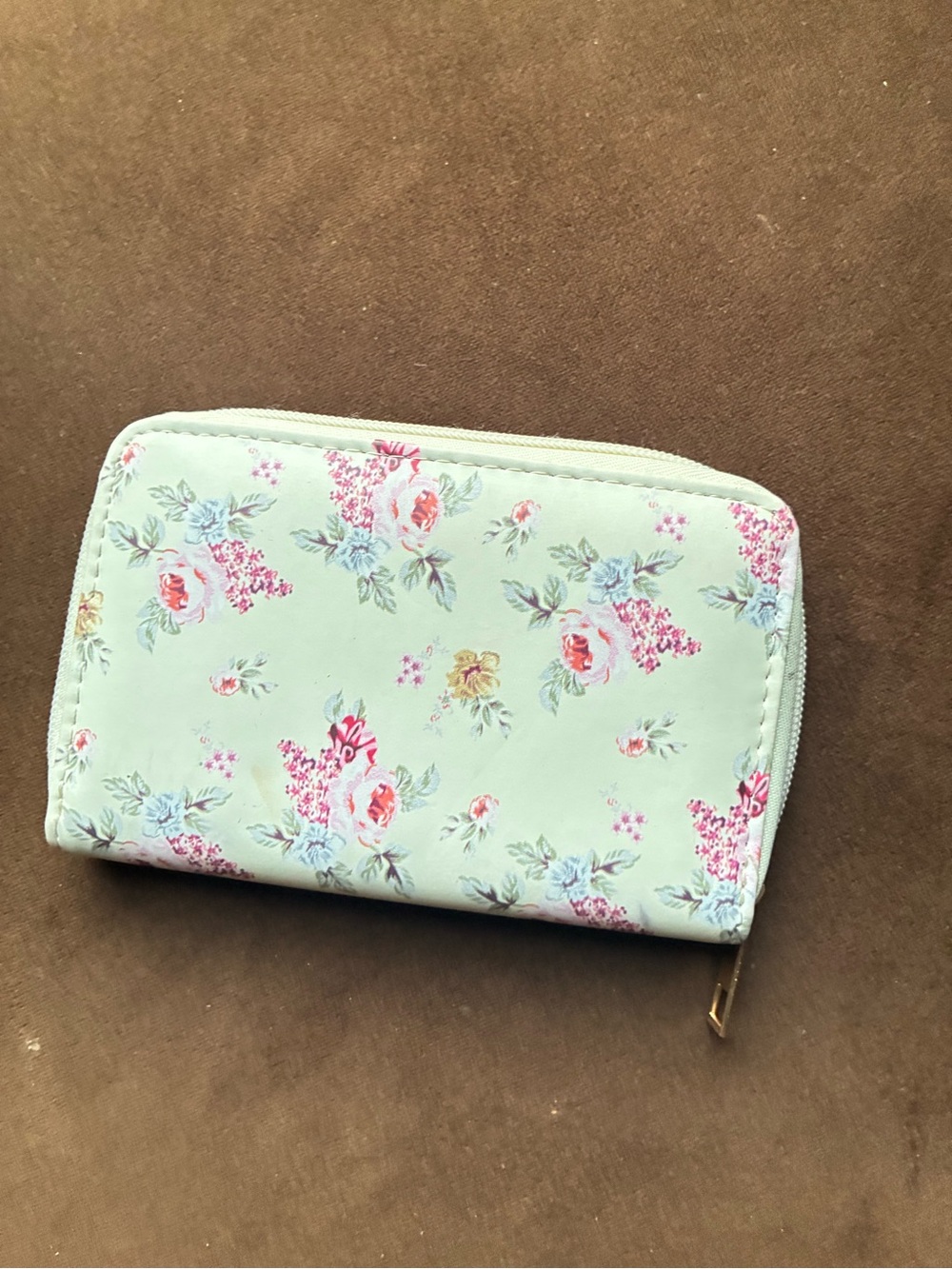 Floral Zip-Around Wallet in Light Blue